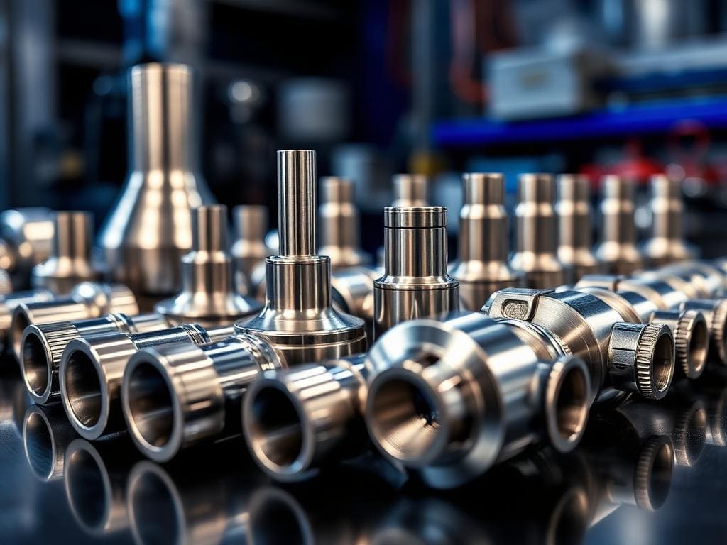 Torno CNC usinando peça metálica com precisão